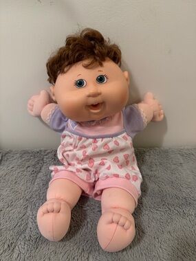 Pink Heart-Print Baby Doll Plush Toy - Soft Cuddly Infant Doll